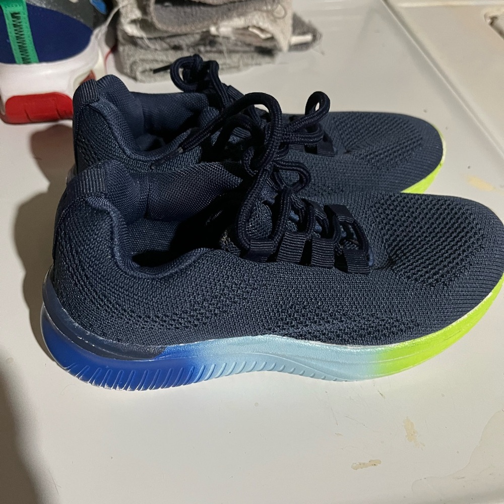Kids Navy and Neon Green Sneakers